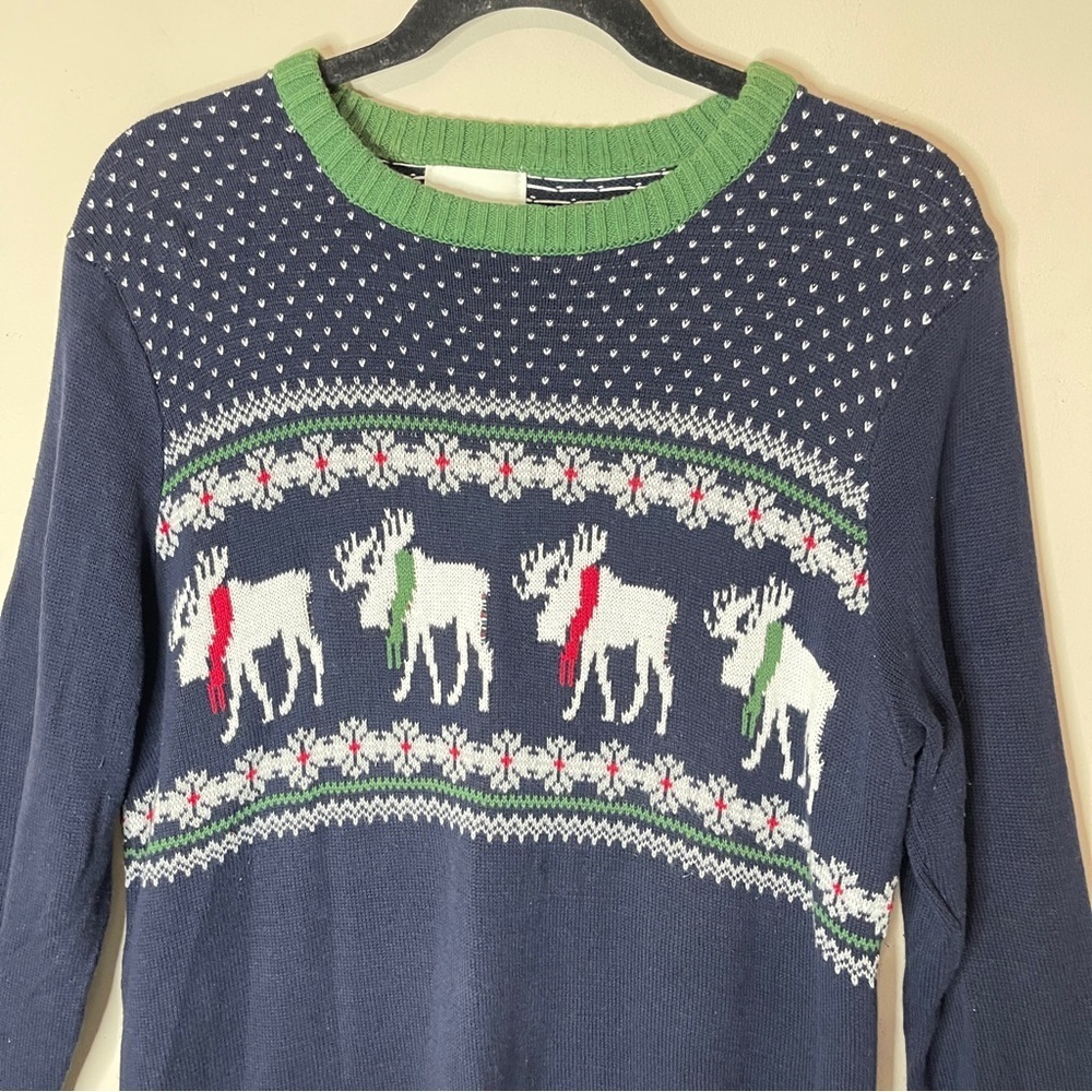ASPEN Men’s Reindeer Fair Isle Holiday Sweater in Navy Blue - Picture 2 of 9